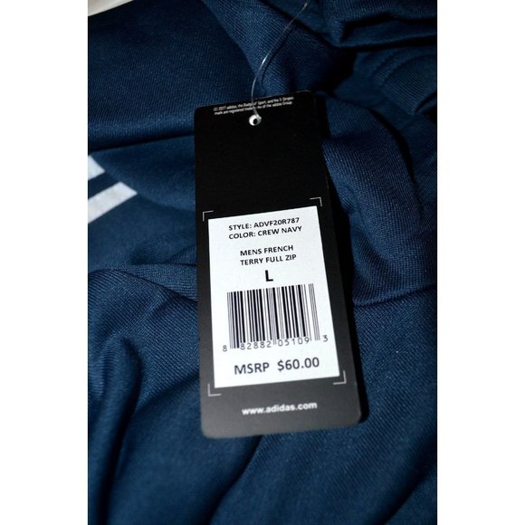 ADIDAS Golf Men's French Terry‎ Full Zip Golf Jacket SIZE LARGE Crew Navy NWT - Picture 5 of 5